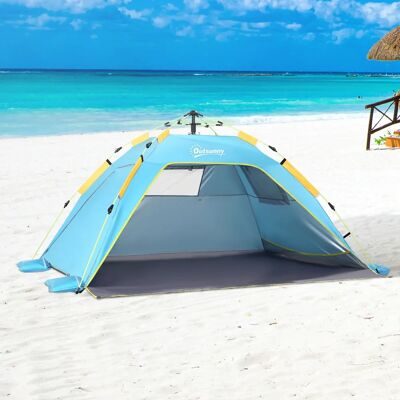 Outsunny - Pop Up Beach Tent - Blu - Giallo - Beach Tent Outsunny - Pop Up Beach Tent - Blu - Giallo - Beach Tent