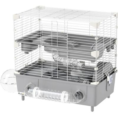 Pawhut - 2-Level Cage - 2 Piani - Grigio/Bianco - Hamster Cage Pawhut - 2-Level Cage - 2 Piani - Grigio/Bianco - Hamster Cage