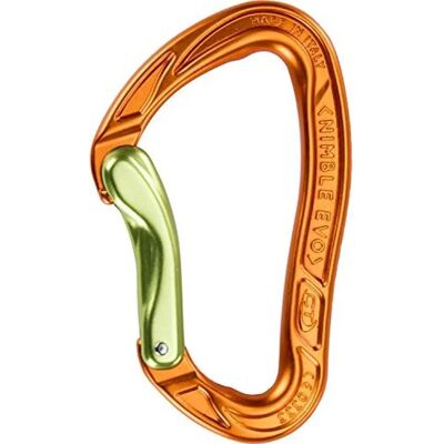 Mousqueton Nimble Evo B de Climbing Technology - Léger, Ergonomique, Vert/Orange - Publicité Mousqueton Nimble Evo B de Climbing Technology - Léger, Ergonomique, Vert/Orange - Publicité
