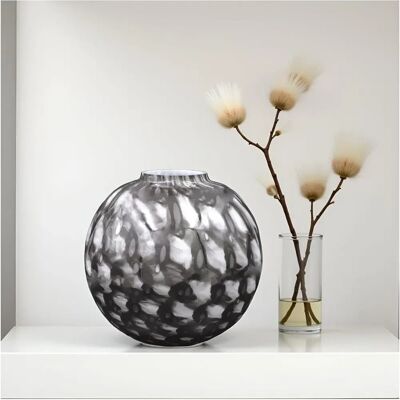 Tammaro Home Murano Glas Sphäre Vase Schwarz Weiß Tammaro Home Murano Glas Sphäre Vase Schwarz Weiß