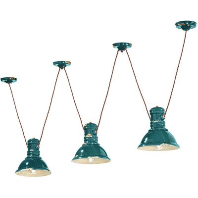 FERROLUCE Verde Vintage Lampada a Sospensione in Ceramica - Lampada a Pendolo FERROLUCE Verde Vintage Lampada a Sospensione in Ceramica - Lampada a Pendolo