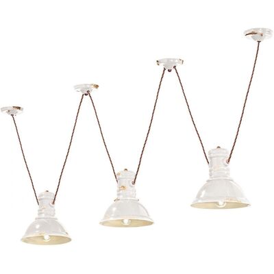 FERROLUCE Bianco Vintage sospensione in ceramica 3 luci FERROLUCE Bianco Vintage sospensione in ceramica 3 luci