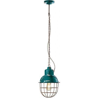 FERROLUCE - Lampadario industriale in ceramica verde vintage C1770 FERROLUCE - Lampadario industriale in ceramica verde vintage C1770