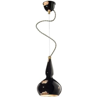 FERROLUCE Vague Vintage Pendelleuchte - 19cm Keramik Schwarz FERROLUCE Vague Vintage Pendelleuchte - 19cm Keramik Schwarz