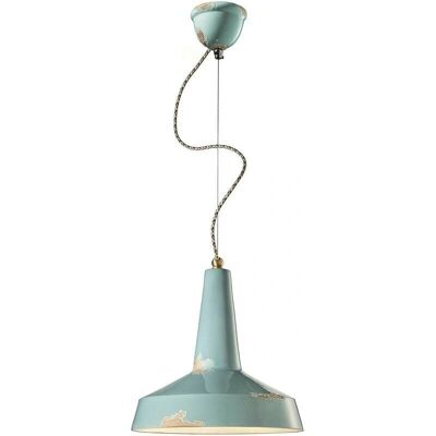 FERROLUCE - Vintage Blau Keramik Pendelleuchte - Industrieller Stil FERROLUCE - Vintage Blau Keramik Pendelleuchte - Industrieller Stil