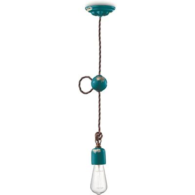 Sospensione vintage Ferroluce con ceramica fatta a mano - Artigianato italiano Sospensione vintage Ferroluce con ceramica fatta a mano - Artigianato italiano