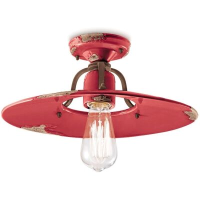 FERROLUCE Vintage Rote Keramik Deckenleuchte - Deckenlampe FERROLUCE Vintage Rote Keramik Deckenleuchte - Deckenlampe
