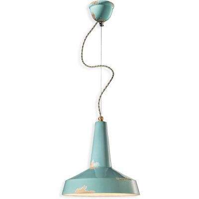 FERROLUCE Vintage Grüne Keramik Geometrische Hängeleuchte - Deckenlampe FERROLUCE Vintage Grüne Keramik Geometrische Hängeleuchte - Deckenlampe