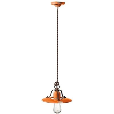 FERROLUCE - Vintage Orange Keramik-Hängeleuchte - Pendellampe FERROLUCE - Vintage Orange Keramik-Hängeleuchte - Pendellampe
