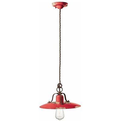 FERROLUCE Lampada Pendente in Ceramica Fatta a Mano - Rosso Vintage - Lampada FERROLUCE Lampada Pendente in Ceramica Fatta a Mano - Rosso Vintage - Lampada