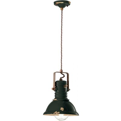 FERROLUCE - Vintage Nero Keramik Pendelleuchte - Industrie FERROLUCE - Vintage Nero Keramik Pendelleuchte - Industrie