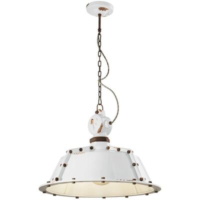 FERROLUCE - Lampadario in ceramica bianca vintage - Stile industriale FERROLUCE - Lampadario in ceramica bianca vintage - Stile industriale
