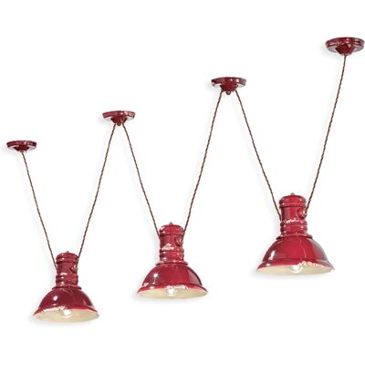 FERROLUCE Vintage Bordeaux 3-flammige Keramik Pendelleuchte FERROLUCE Vintage Bordeaux 3-flammige Keramik Pendelleuchte