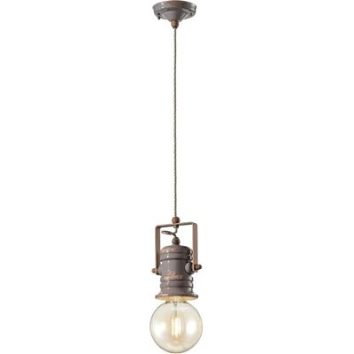 FERROLUCE Lampada Sospensione Ceramica Vintage Tortora - Industriale Retrò FERROLUCE Lampada Sospensione Ceramica Vintage Tortora - Industriale Retrò