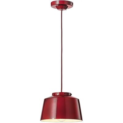 FERROLUCE Vintage Pendelleuchte 50er Keramik & Eisen Bordeaux FERROLUCE Vintage Pendelleuchte 50er Keramik & Eisen Bordeaux