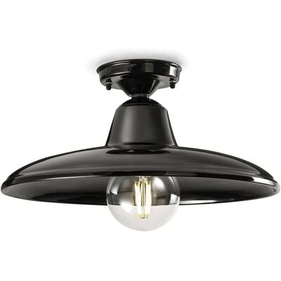 FERROLUCE Luce a Soffitto in Ceramica Nera - 35cm Diametro, Stile Retrò Fatto a Mano FERROLUCE Luce a Soffitto in Ceramica Nera - 35cm Diametro, Stile Retrò Fatto a Mano