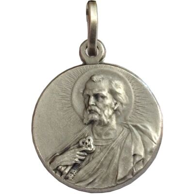 Médaille en Argent Sterling 925 - Saint Pierre - 18mm - Publicité Médaille en Argent Sterling 925 - Saint Pierre - 18mm - Publicité
