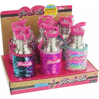 Borraccia ecologica Girabrilla in acciaio - assortito - 300ml - Cover di glitter reversibile Borraccia ecologica Girabrilla in acciaio - assortito - 300ml - Cover di glitter reversibile