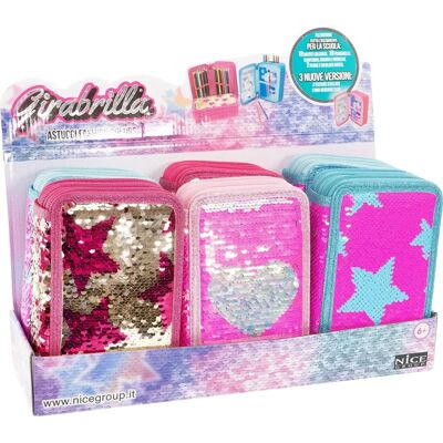 Étui scolaire à paillettes multicolores Girabrilla - Fournitures scolaires Étui scolaire à paillettes multicolores Girabrilla - Fournitures scolaires