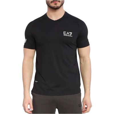 EA7 Men Ventus7 Black Short Sleeve T-Shirt - Sport EA7 Men Ventus7 Black Short Sleeve T-Shirt - Sport