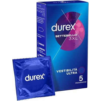 Preservativi Durex 3XL - Grande, Latex Naturale, Vestibilità Sicura Preservativi Durex 3XL - Grande, Latex Naturale, Vestibilità Sicura