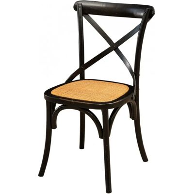 BISCOTTINI Silla de madera maciza - Estilo vintage - Interior y exterior - Negro BISCOTTINI Silla de madera maciza - Estilo vintage - Interior y exterior - Negro