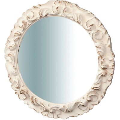 Biscottini Wall Mirror - 40x40cm, White Aged Finish, Handmade Italy Biscottini Wall Mirror - 40x40cm, White Aged Finish, Handmade Italy