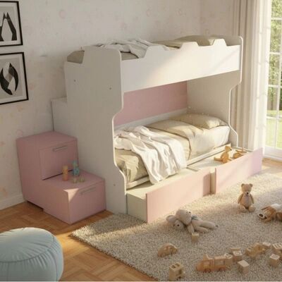 MOBILFINO - CAMERETTE Smartb - Bianco e cipria - Letto a castello MOBILFINO - CAMERETTE Smartb - Bianco e cipria - Letto a castello