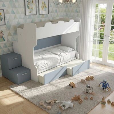 MOBILFINO CAMERETTE smartb - Bianco e Avio - Letto a castello MOBILFINO CAMERETTE smartb - Bianco e Avio - Letto a castello