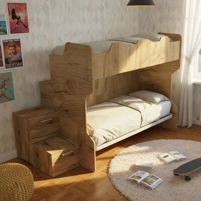 MOBILFINO - CAMERETTE Smartb - Quercia - Cassetti - Letto a castello MOBILFINO - CAMERETTE Smartb - Quercia - Cassetti - Letto a castello