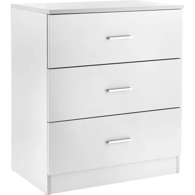 Baroni Home Commode Moderne Blanche à 3 Tiroirs - Publicité Baroni Home Commode Moderne Blanche à 3 Tiroirs - Publicité