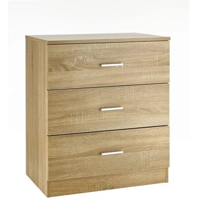 Baroni Home Moderner Walnuss 3-Schubladen-Kommode - Kommode Baroni Home Moderner Walnuss 3-Schubladen-Kommode - Kommode