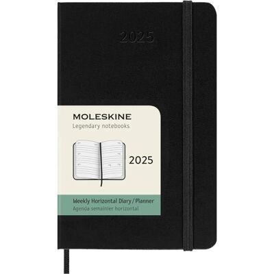 Moleskine Heti Horizontális Napló/Ütemterv Zseb 2025 Kemény Borító Angol Fekete Moleskine Heti Horizontális Napló/Ütemterv Zseb 2025 Kemény Borító Angol Fekete