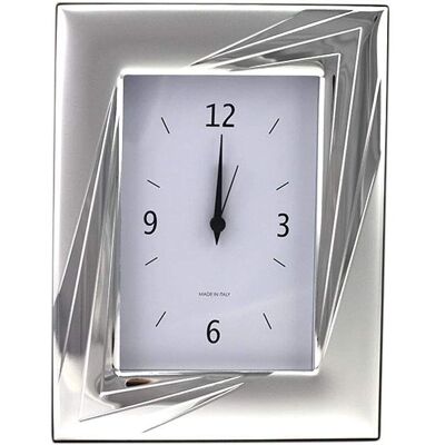 Orologio da Tavolo in Argento Satinato e Lucido con Allarme - Orologio da Tavolo Orologio da Tavolo in Argento Satinato e Lucido con Allarme - Orologio da Tavolo