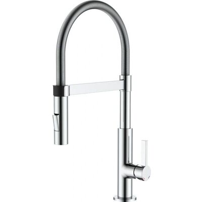 Grifo de cocina Pollini Acqua Design Maky Spring - Doble chorro, 360° giro, Cromo Grifo de cocina Pollini Acqua Design Maky Spring - Doble chorro, 360° giro, Cromo