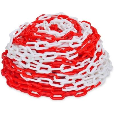 STICKERSLAB - Catena di Plastica per Parcheggio e Sicurezza - Bianco e Rosso - 6 mm - 5 m STICKERSLAB - Catena di Plastica per Parcheggio e Sicurezza - Bianco e Rosso - 6 mm - 5 m