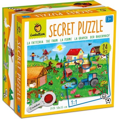Puzzle Ferme Ludattica - 24 pièces - 35x50cm - Loupe secrète - Publicité Puzzle Ferme Ludattica - 24 pièces - 35x50cm - Loupe secrète - Publicité
