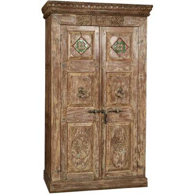 BISCOTTINI Compact Wooden Bookcase with Antique Door - White Antiqued BISCOTTINI Compact Wooden Bookcase with Antique Door - White Antiqued