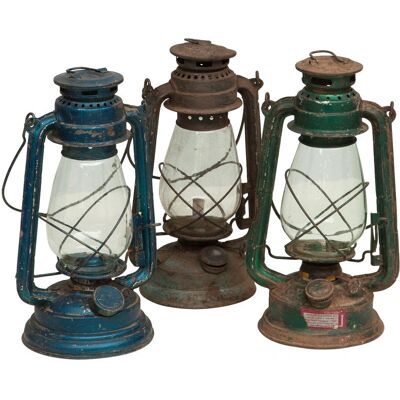 BISCOTTINI Lanterne à pétrole vintage - Décoration en métal et verre ancienne - Publicité BISCOTTINI Lanterne à pétrole vintage - Décoration en métal et verre ancienne - Publicité