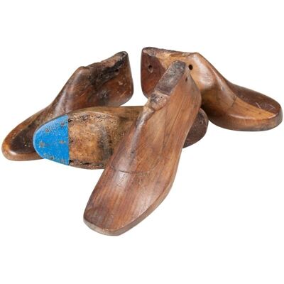 Old Wooden Shoe Molds - Set 2 Vintage Forms Assorted Old Wooden Shoe Molds - Set 2 Vintage Forms Assorted