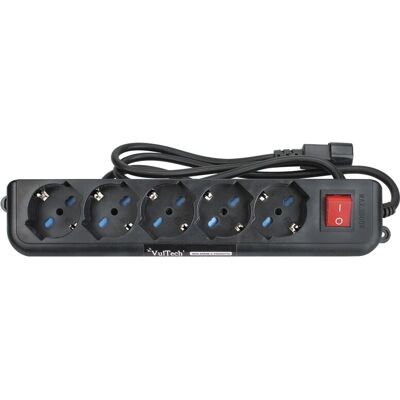 Multiprise Vultech MU-UPS01 - 5 Prises, 1,5m Câble, Noir Multiprise Vultech MU-UPS01 - 5 Prises, 1,5m Câble, Noir