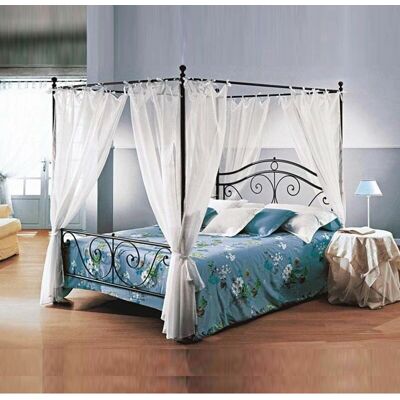 IPERBRIKO - Cama doble con dosel de hierro negro - 172x202x135 cm IPERBRIKO - Cama doble con dosel de hierro negro - 172x202x135 cm