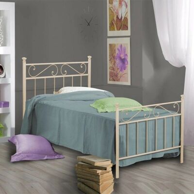 Cama de hierro marfil Argonauta 92x208cm - Individual con reposapiés Cama de hierro marfil Argonauta 92x208cm - Individual con reposapiés