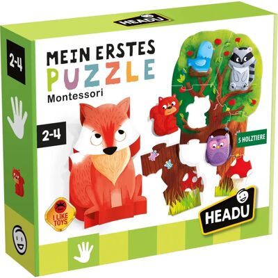 Headu - Montessori Puzzle für Kinder - 6 Teile + Holztiere Headu - Montessori Puzzle für Kinder - 6 Teile + Holztiere