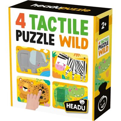 Headu - 4 Puzzle Tattili Selvaggi - Scoperta Animali - Puzzle Educativo per Bambini 2-4 anni - Made in Italy Headu - 4 Puzzle Tattili Selvaggi - Scoperta Animali - Puzzle Educativo per Bambini 2-4 anni - Made in Italy