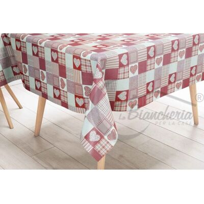 TEX FAMILY - LIMA - Cuori rossi - rivestita in PVC - Tovaglia TEX FAMILY - LIMA - Cuori rossi - rivestita in PVC - Tovaglia