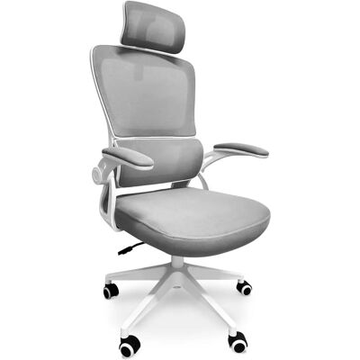 FRANKYSTAR Lyn - Silla ergonómica de oficina - Blanco y gris - Altura ajustable FRANKYSTAR Lyn - Silla ergonómica de oficina - Blanco y gris - Altura ajustable