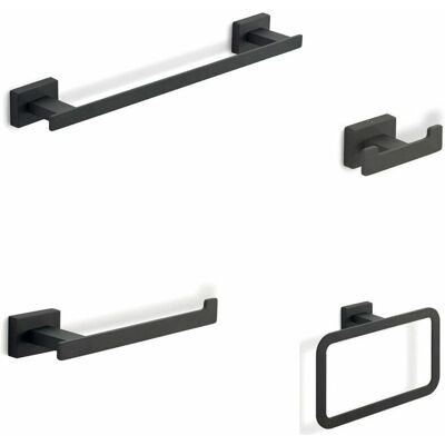 Kiamami Valentina - Set 4 Accesorios de Baño - Negro Mate - Baño Kiamami Valentina - Set 4 Accesorios de Baño - Negro Mate - Baño