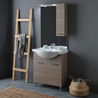 Kiamami Valentina - Ensemble de salle de bain en chêne naturel avec lavabo, miroir et meuble haut - Publicité Kiamami Valentina - Ensemble de salle de bain en chêne naturel avec lavabo, miroir et meuble haut - Publicité