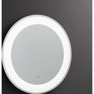 Espejo LED redondo Kiamami Valentina - Decoración geométrica y sensor táctil Espejo LED redondo Kiamami Valentina - Decoración geométrica y sensor táctil